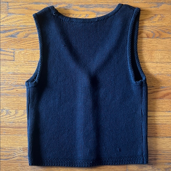 Abercrombie & Fitch Black Ribbed V-Neck Button Vest - Picture 3 of 6